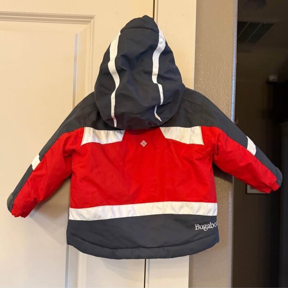 Baby Red Gray White Columbia Omni Tech Bugaboo Hooded Winter Coat-Size 12 Months - Picture 4 of 10